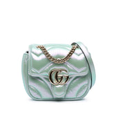 Mini GG Marmont Matelasse Iridescent Leather Flap Crossbody